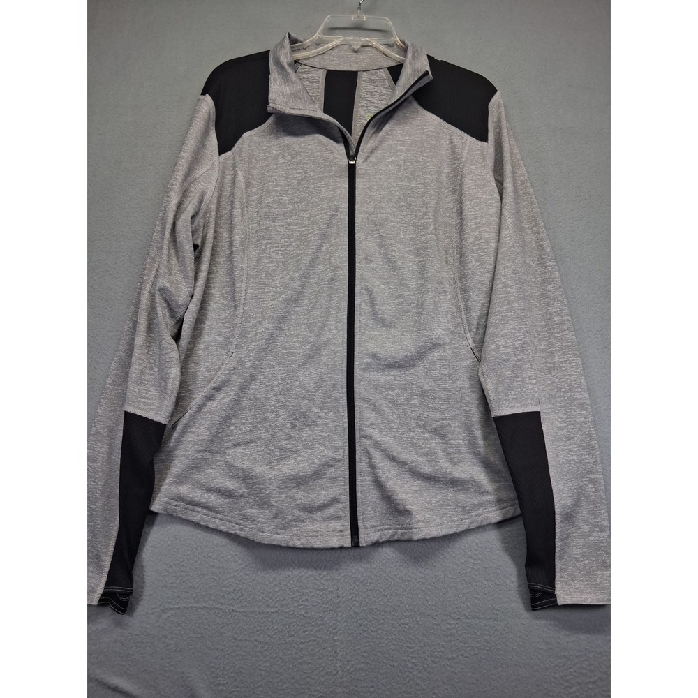 Tek Gear Women's Workout Gear Full Zip Sweater Gray/Black Size XL